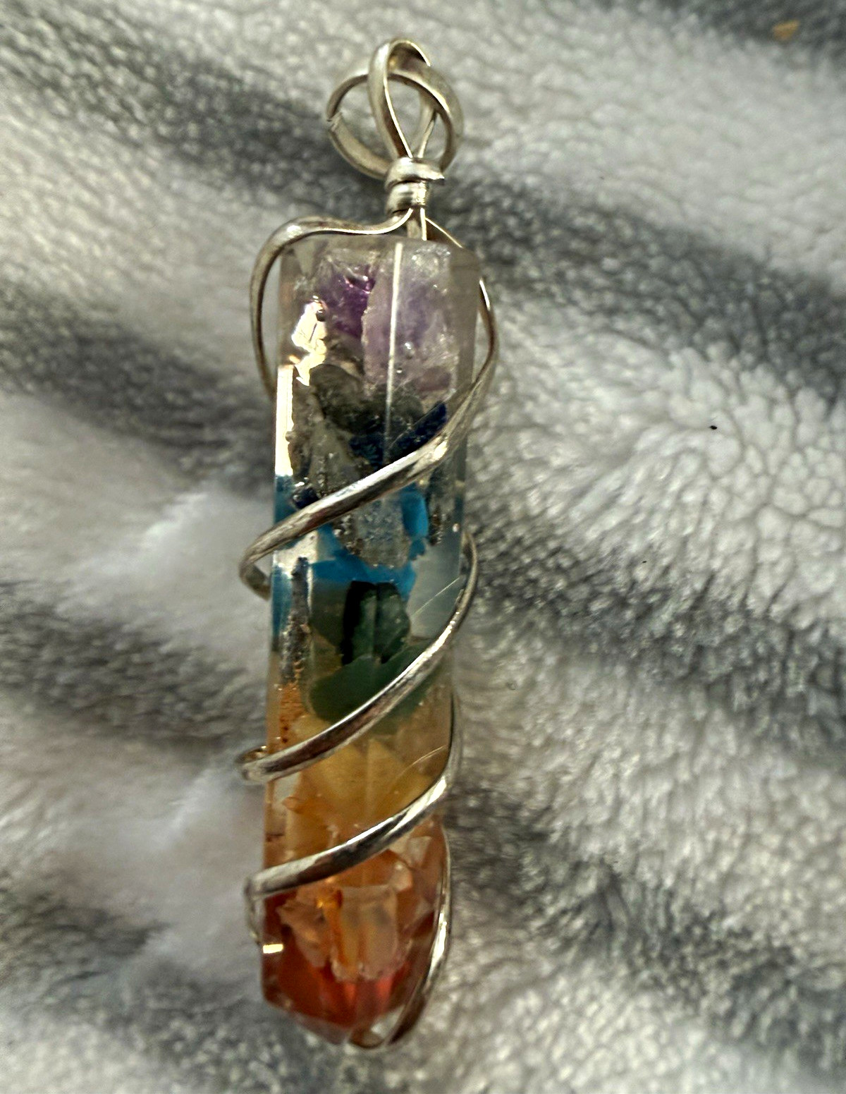 Wire Wrapped Multicolor Point Stone/Metal Pendant Charm Bohemian Style