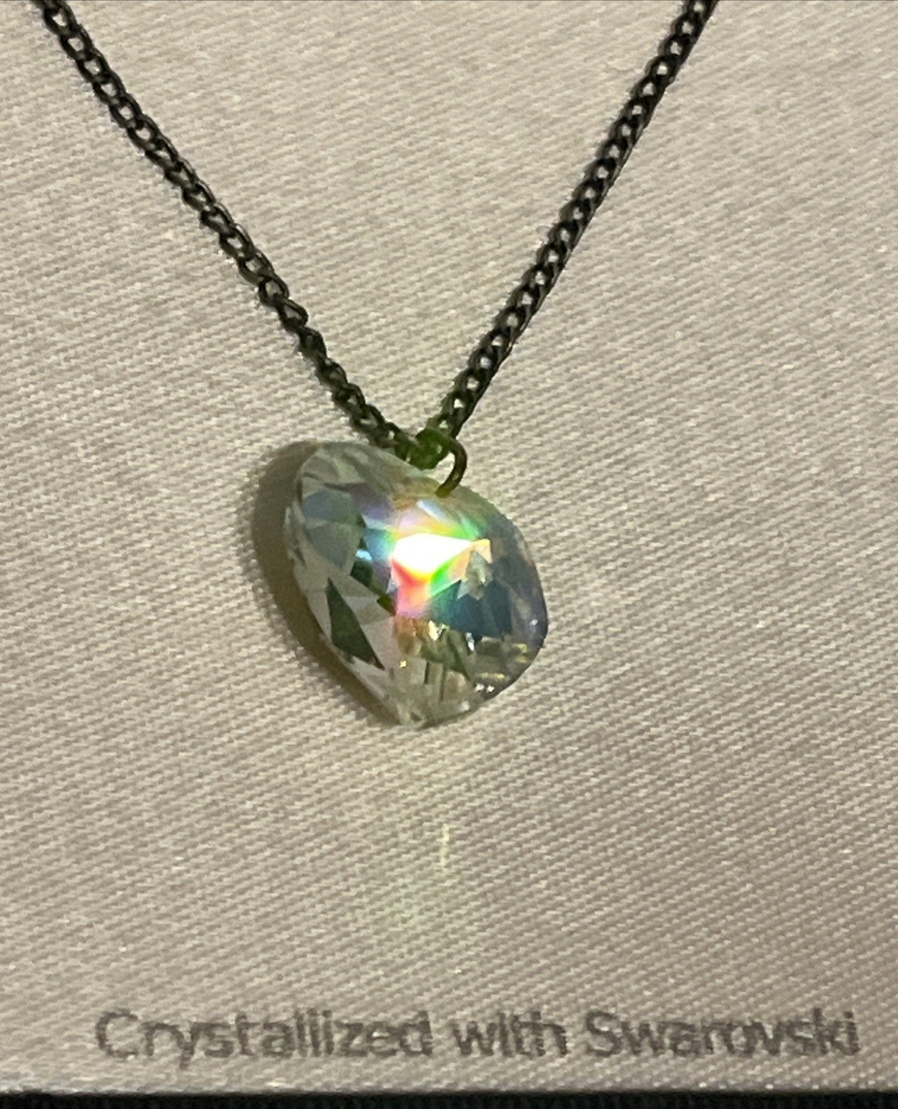 Vintage 1990s Crystale Crystallized With Swarovski Heart Pendant Necklace New!