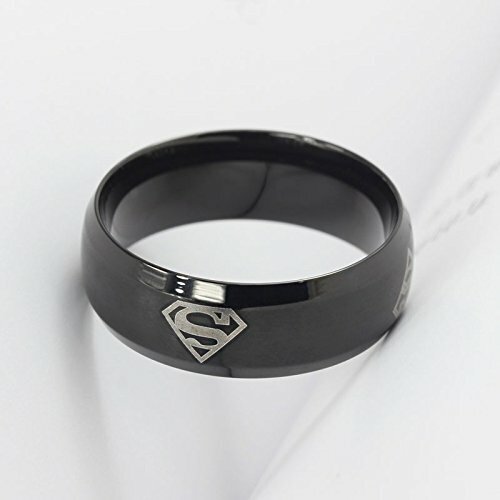 Black 8MM Band Ring Superman Titanium Stainless Steel Men Bridal Jewelry Wedding