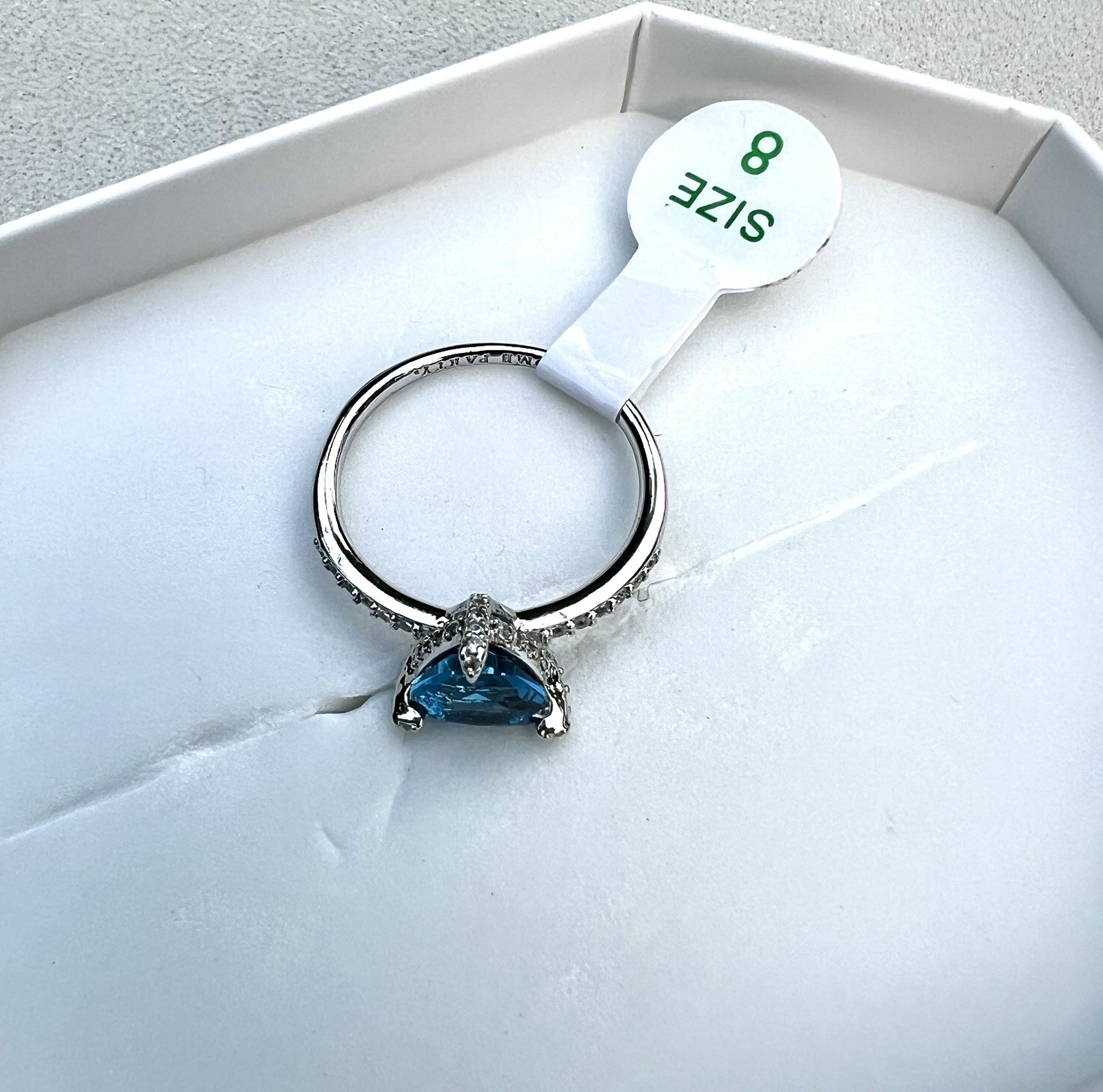 Bomb Party “Illuminated Moments” Lab Aqua Blue Spinel SZ 8 On Rhodium-no Og Bag