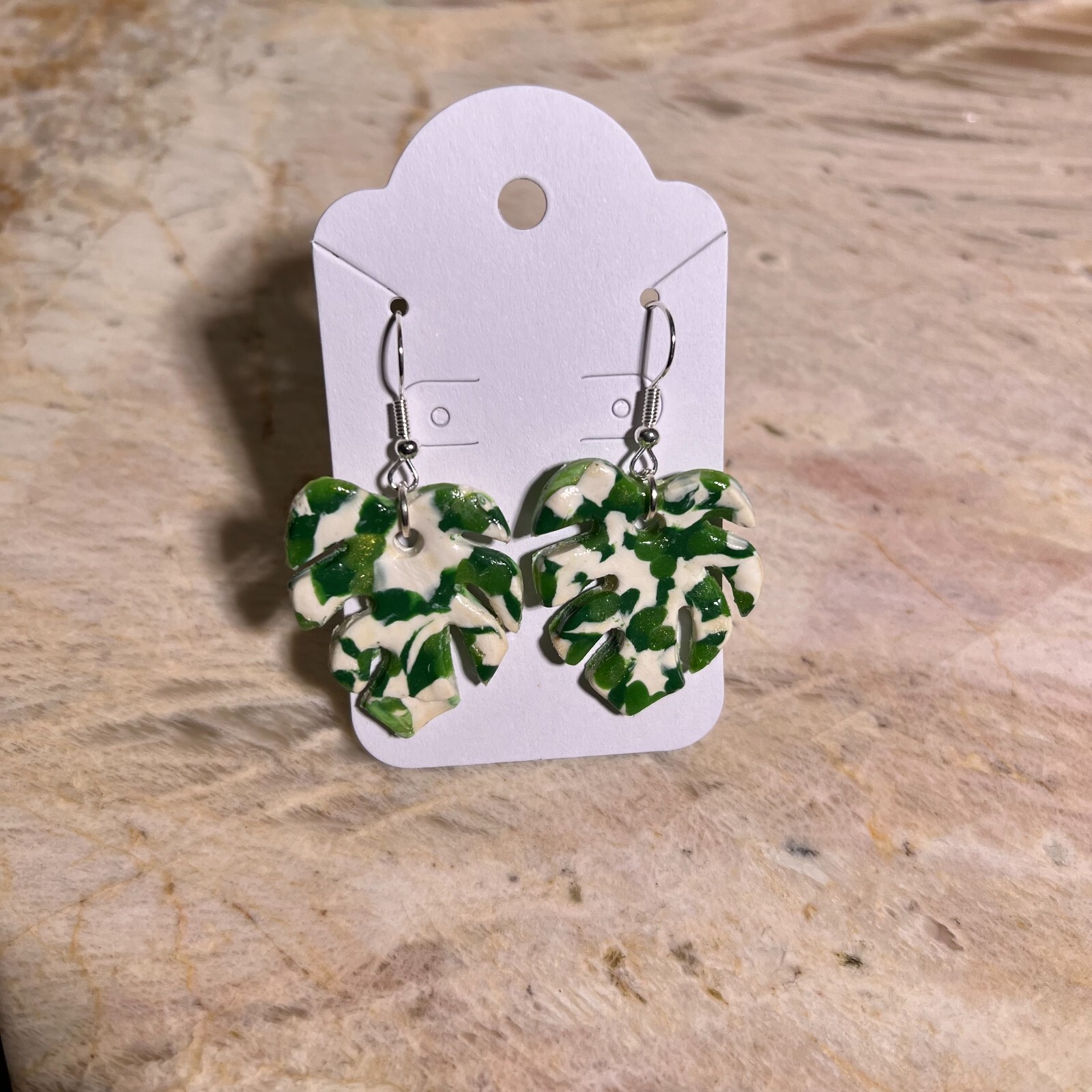 MONSTERA CLAY EARRINGS HANDMADE, GLAZED GREAT GIFT IDEA (SELECT FROM PHOTOS) #1