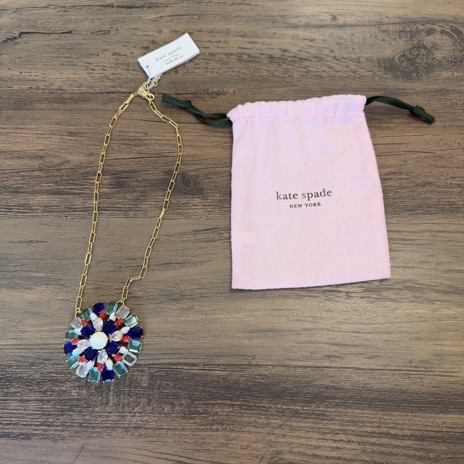 Kate Spade New York Statement Necklace Firework Floral Gold Tone NEW With Tags