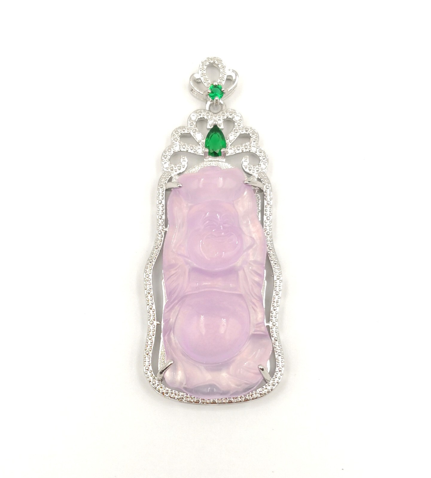 Multicolor Green Red Jade Stand Maitreya Buddha 18KGP Crystal Pendant Necklace