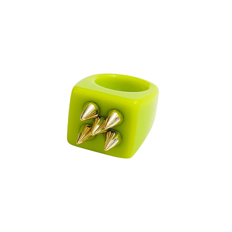 Resin Chunky Ring Geometric Square Round Knuckle Bold Band Women Jewelry
