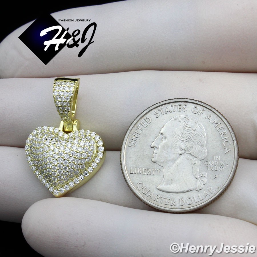 925 STERLING SILVER 1CT MOISSANITE GOLD PLATED 3D DOUBLE HEART PENDANT*MGP552