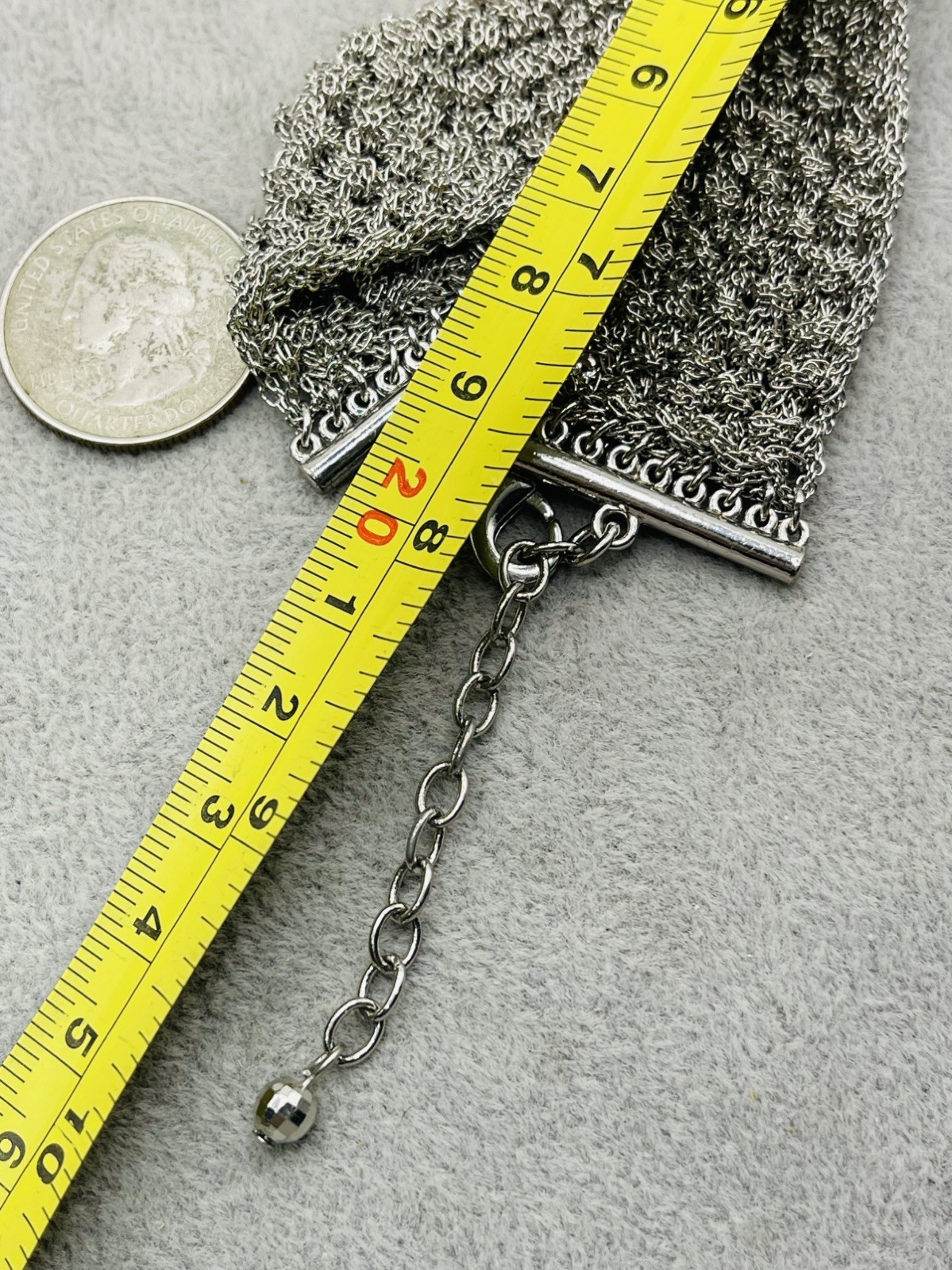 Vintage Silver Tone Handwoven Chain Mesh Choker Necklace Wide Collar Statement
