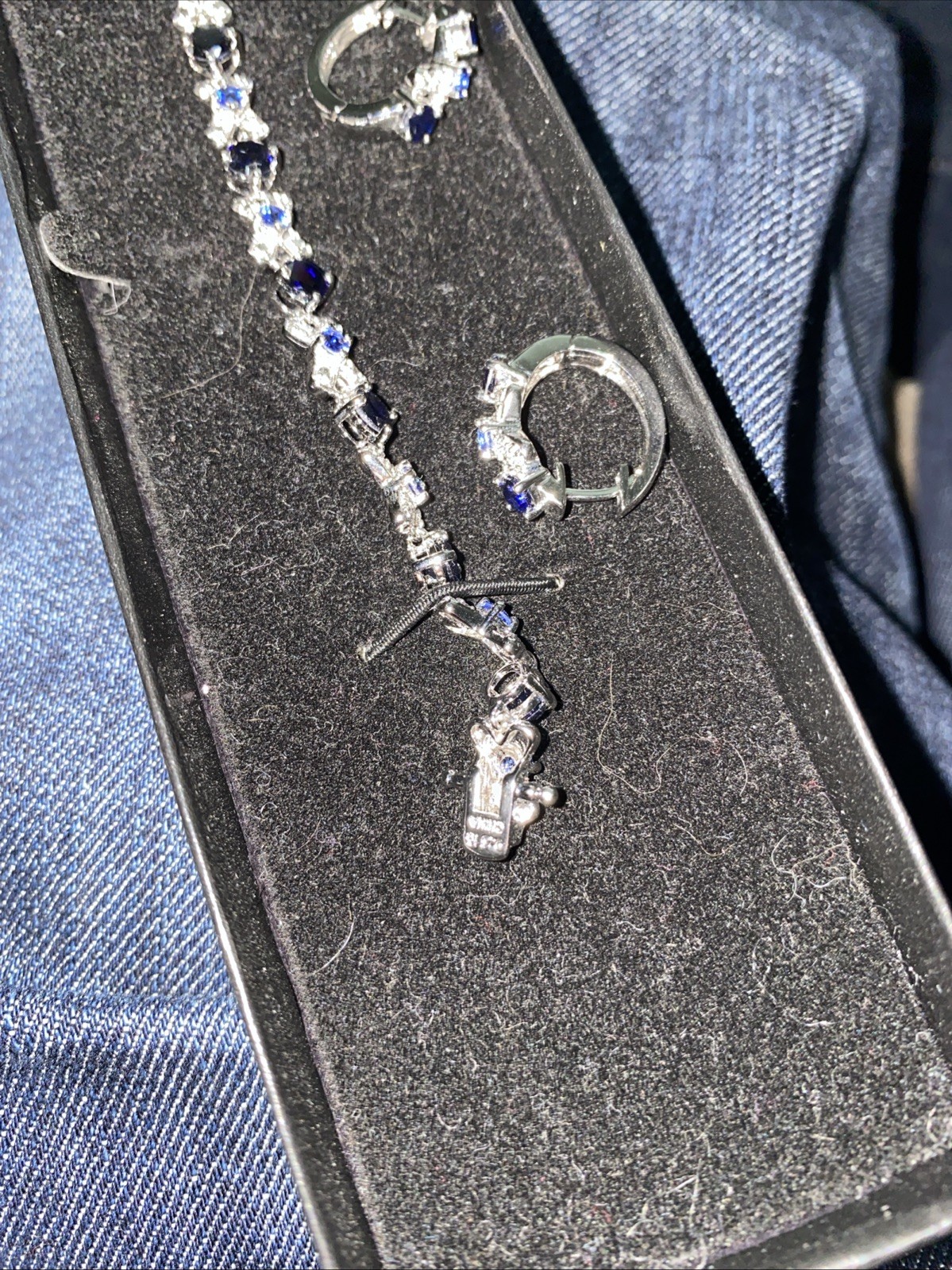 Technibond Bracelet And Earrings 925 Stamped China Silver Set