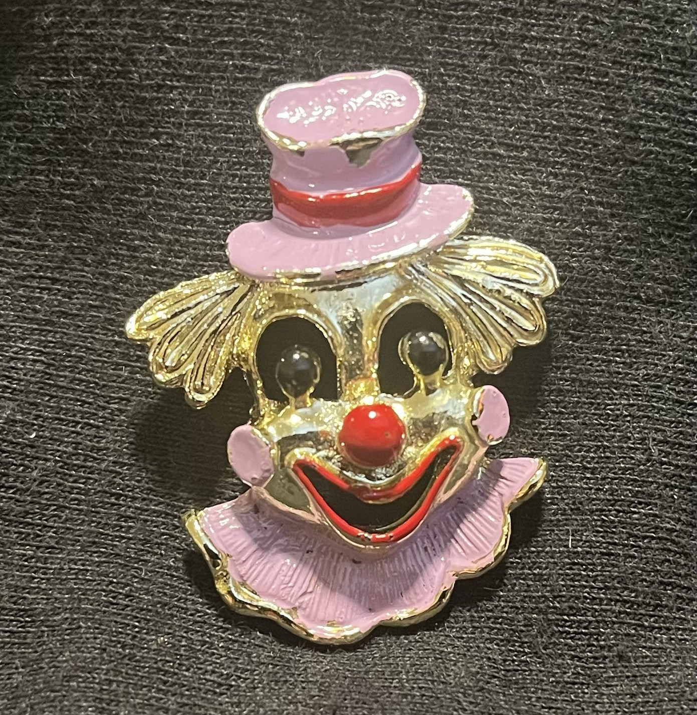 Vintage Gerry’s Gold Tone Enamelled Clown Face Brooch