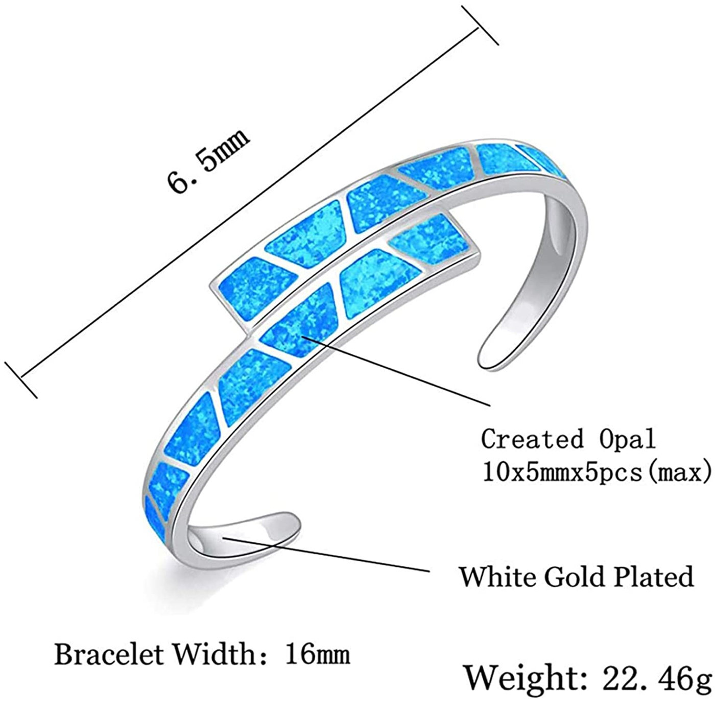 Blue Opal Double Layer Cuff Bangles 925 Sterling Sliver Jewelry For Women Girl