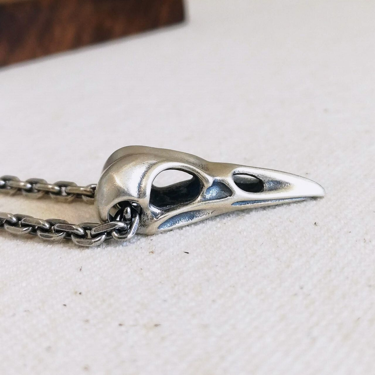 925 Sterling Silver Raven Crow Bird Skull Pendant Gothic Unique Unisex