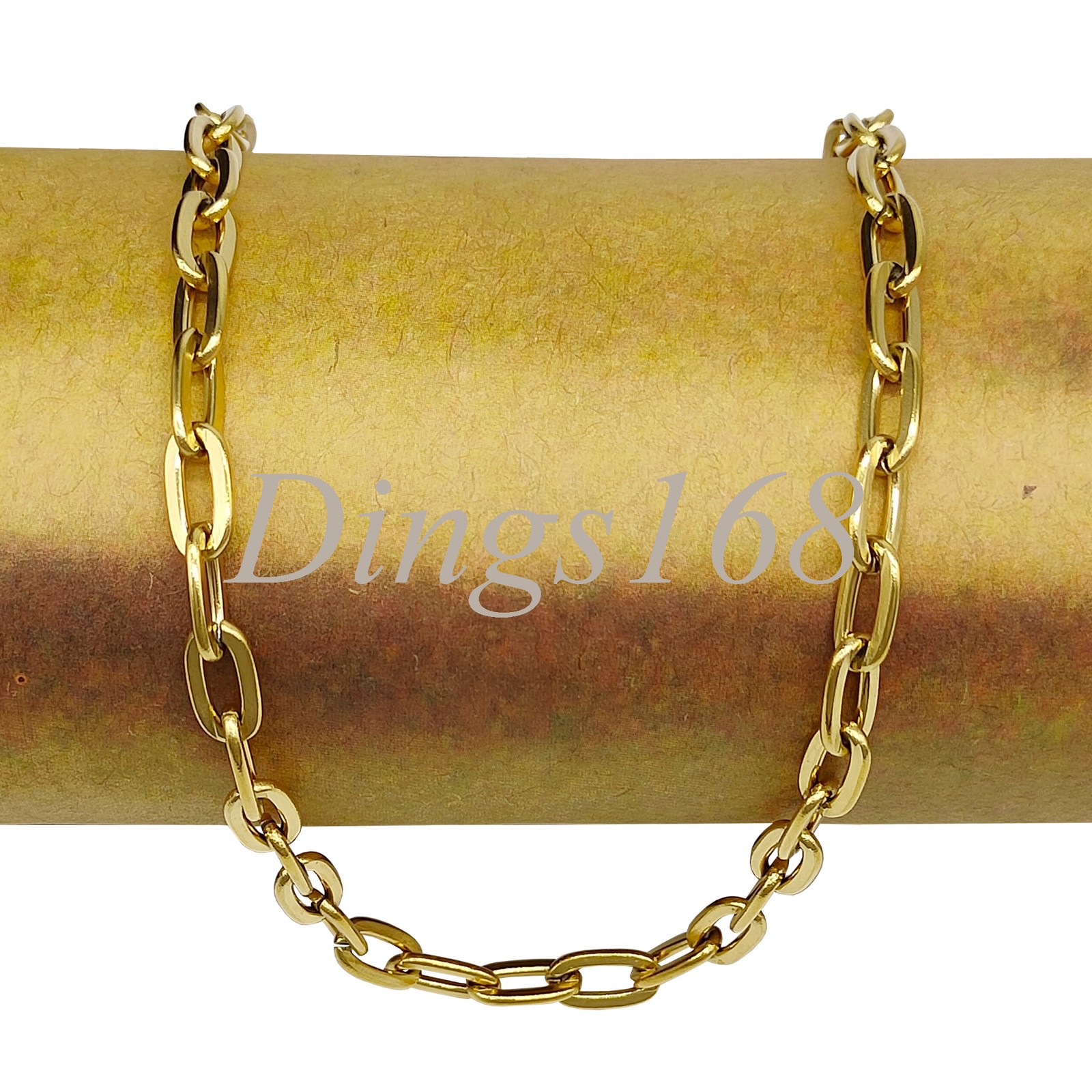 18K Yellow Gold Filled Nickel-Free 14″+2.4″ 4.9mm Wide Paper Clip Chain Necklace