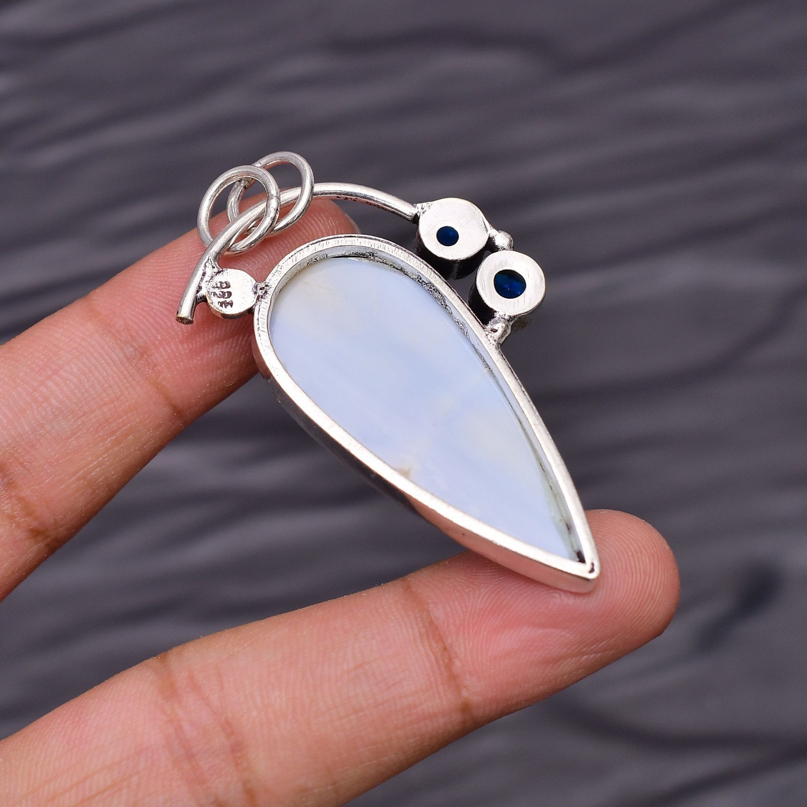 Owyhee Opal Gemstone 925 Sterling Silver Handmade Pendant -1.96″