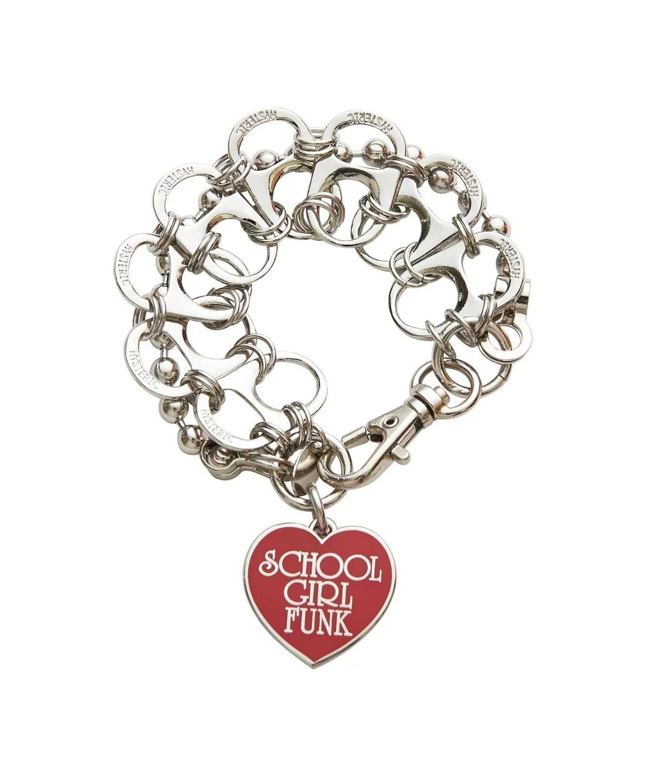 HYSTERIC GLAMOUR GIRL FUNK Chain Bracelet Red Heart Charm New 7.87 inches Japan