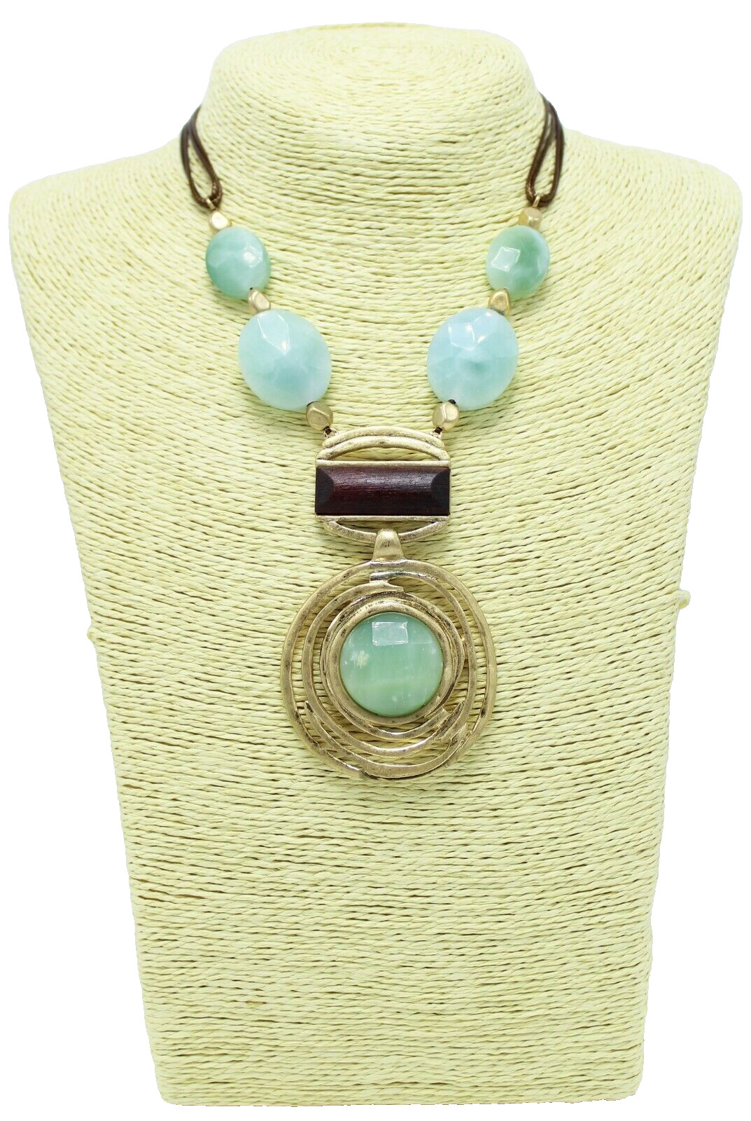 New Semi Precious Amazonite & Leather Cord Necklace by The Sak $64 Tags #SAK74