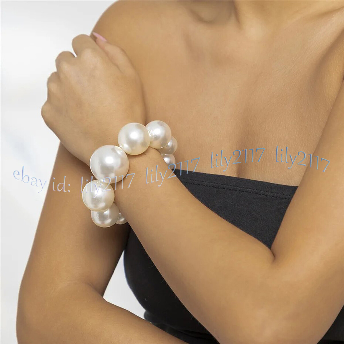 Huge 8-20mm White South Sea Shell Pearl Round Beads Imitation Pearl Bracelet 8”