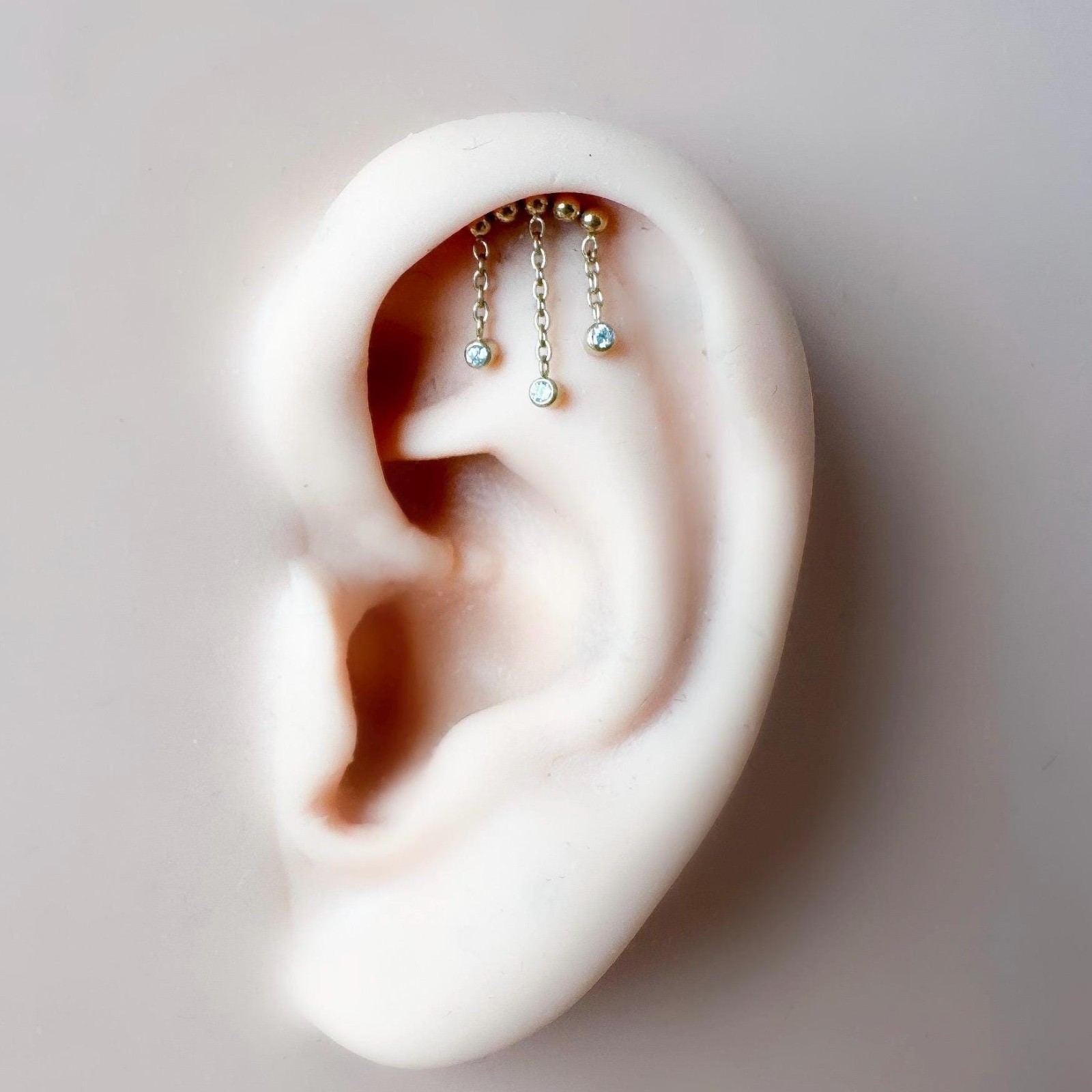 16g Dainty Titanium Hidden Helix Diamond CZ Tassel, Flat, Cartilage, Helix