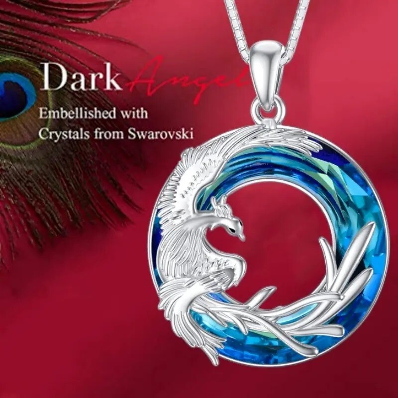 Rainbow Mystical Fire Topaz 925 Sterling Silver Charms Phoenix Pendant Necklace