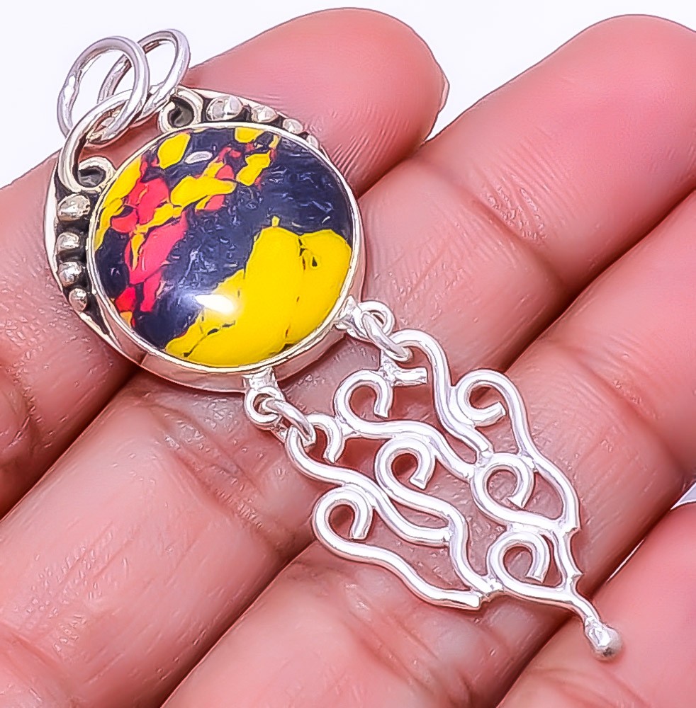 Mosaic Balloon Jasper 925 Sterling Silver Pendant 2.34″ A370
