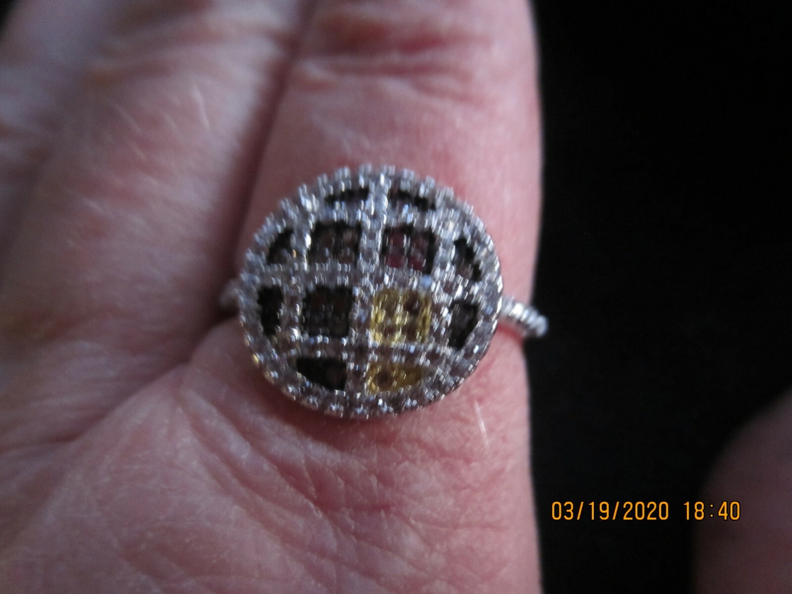 0.96 CTW BELLA LUCE (R) MULTI COLOR RHODIUM PLATED STERLING RING ~ SIZE 10