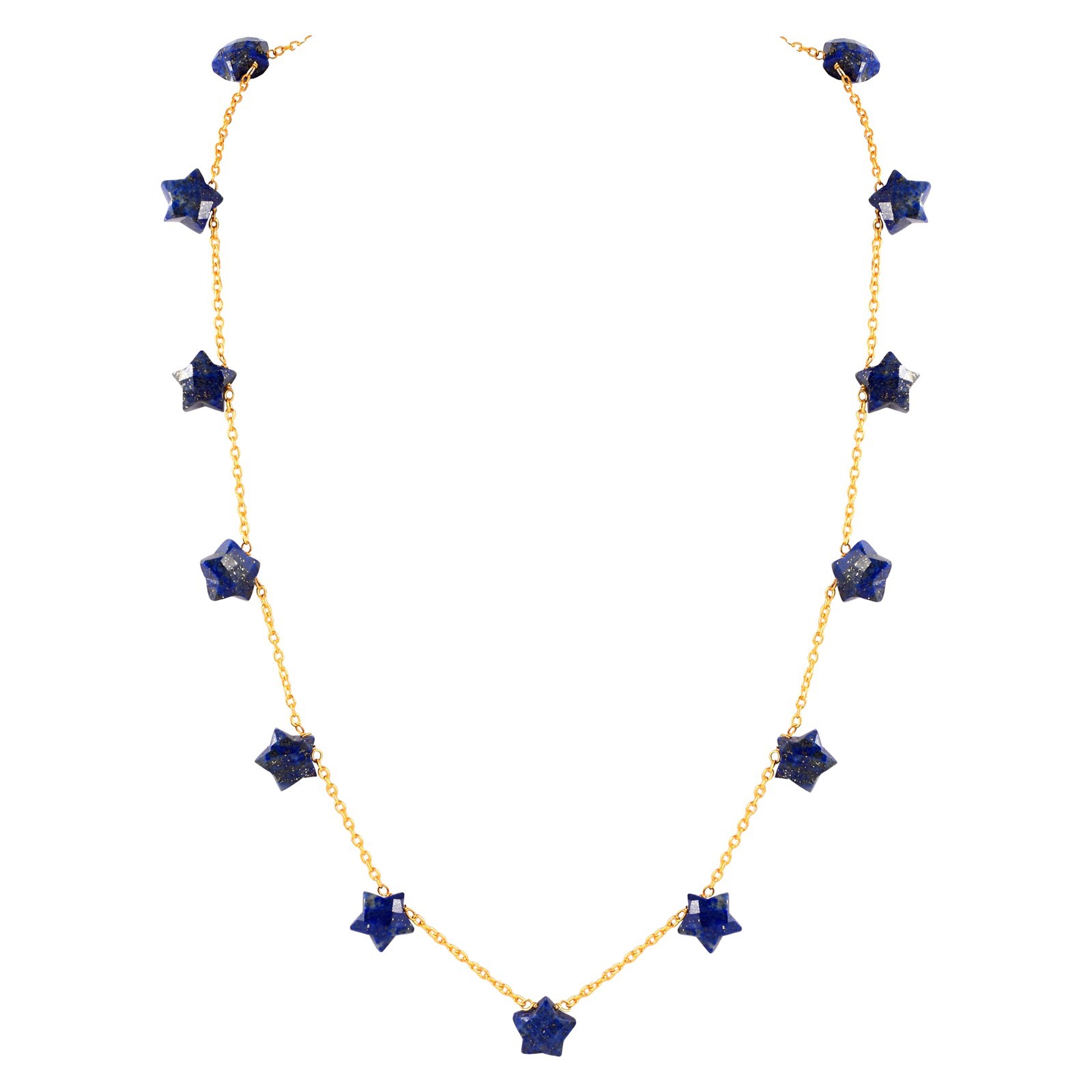 Celestial Star Gemstone Necklace Gold Plated 925 Sterling Silver Clasp