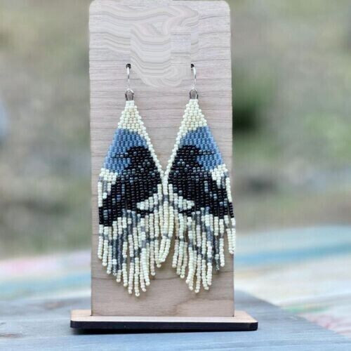 Tribal Earrings Native Large Boho American Seed Beads Handmade Earring