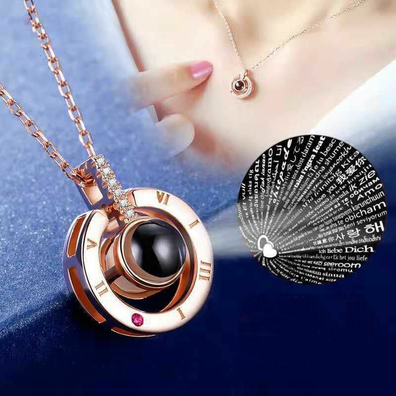 100 Languages Love Necklace Ladies Heart Pendant Wedding Necklaces Women Jewelry