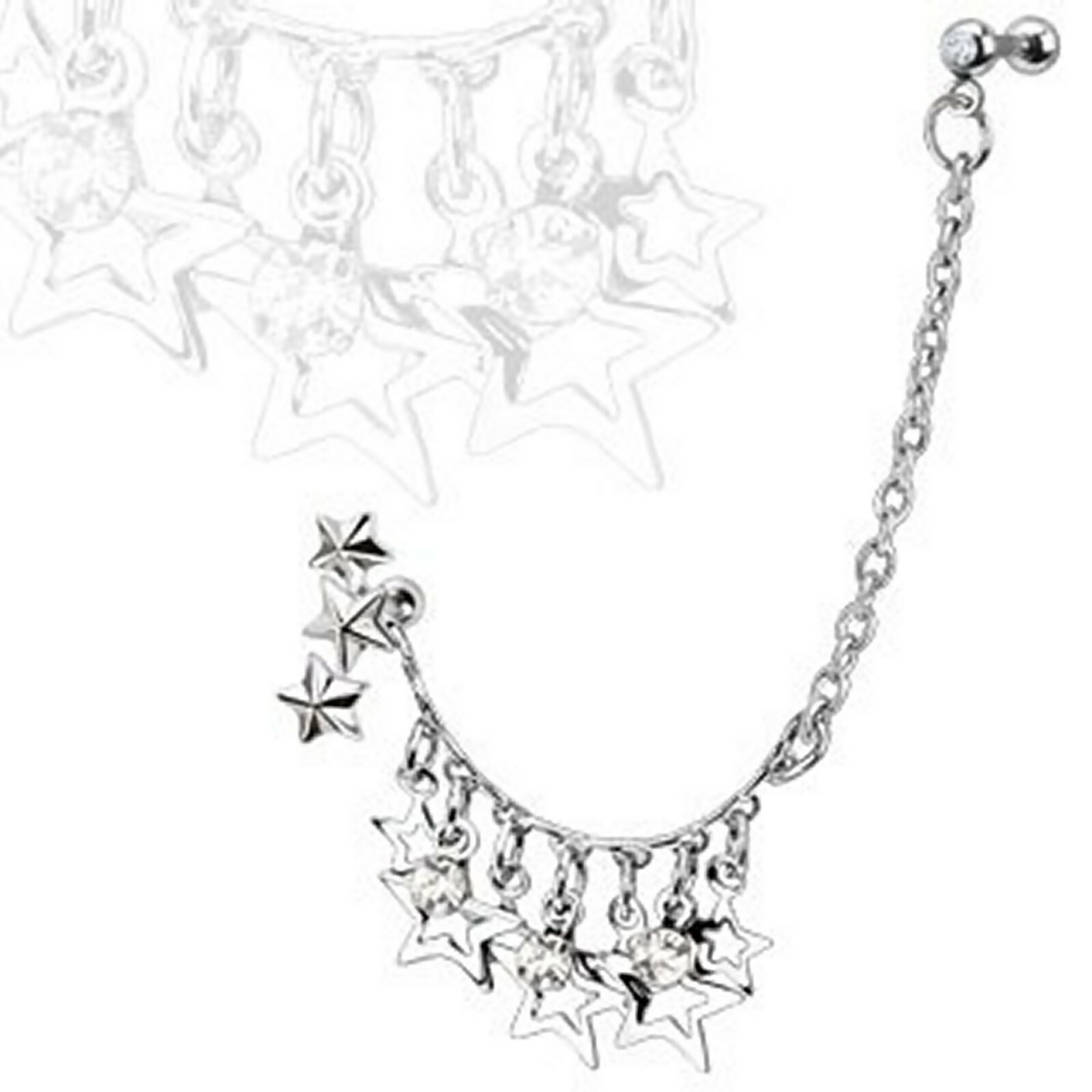 Cartilage Helix Lobe Barbell Stud Charm Earring Surgical Steel Punk Style Star