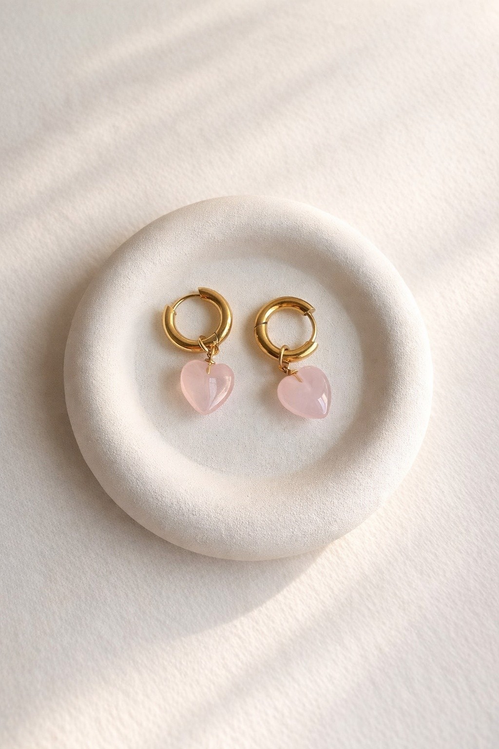 Rose Quartz Earrings 18k Gold Tarnish Free Birthday Gifts For Women