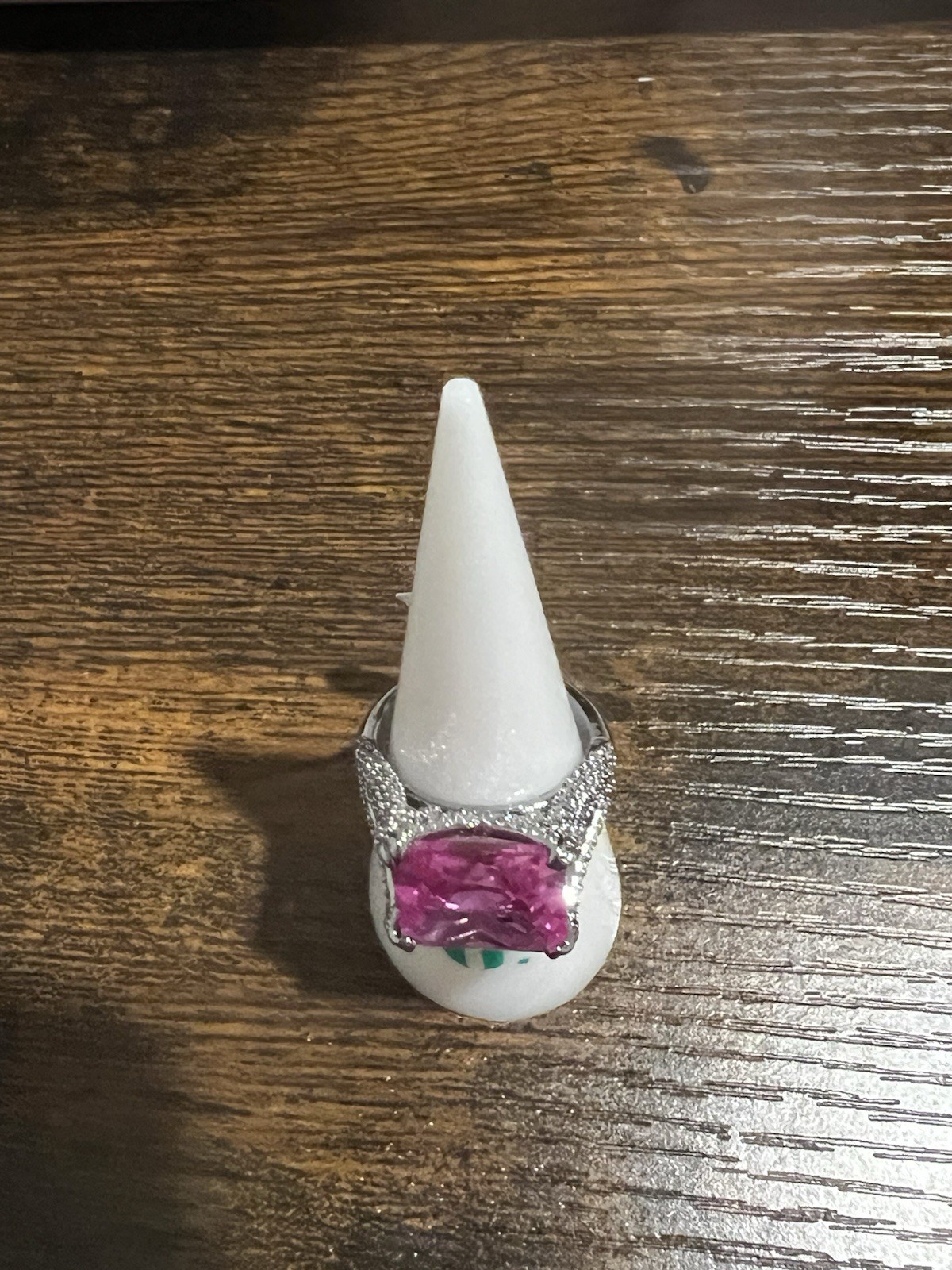 Bomb Party Ring Size 7 Glimmering Detail Pink Corundum Hematite Plating