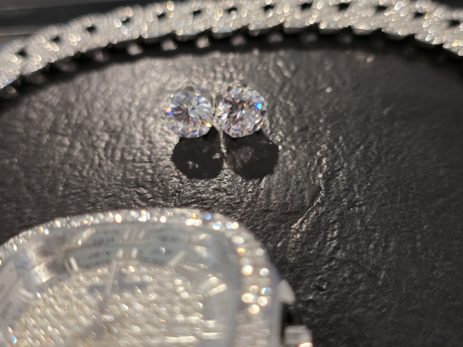 Father’s Day Drip Tray: 15mm Iced Out Cuban 30″ Chain/10mm Stud/42mm Watch SET