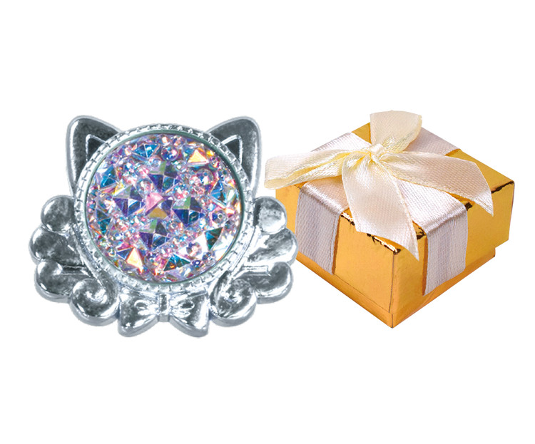 Random Acrylic Resin Pink Blue Gem Heart Cat Above Knuckle Pinky Party Ring