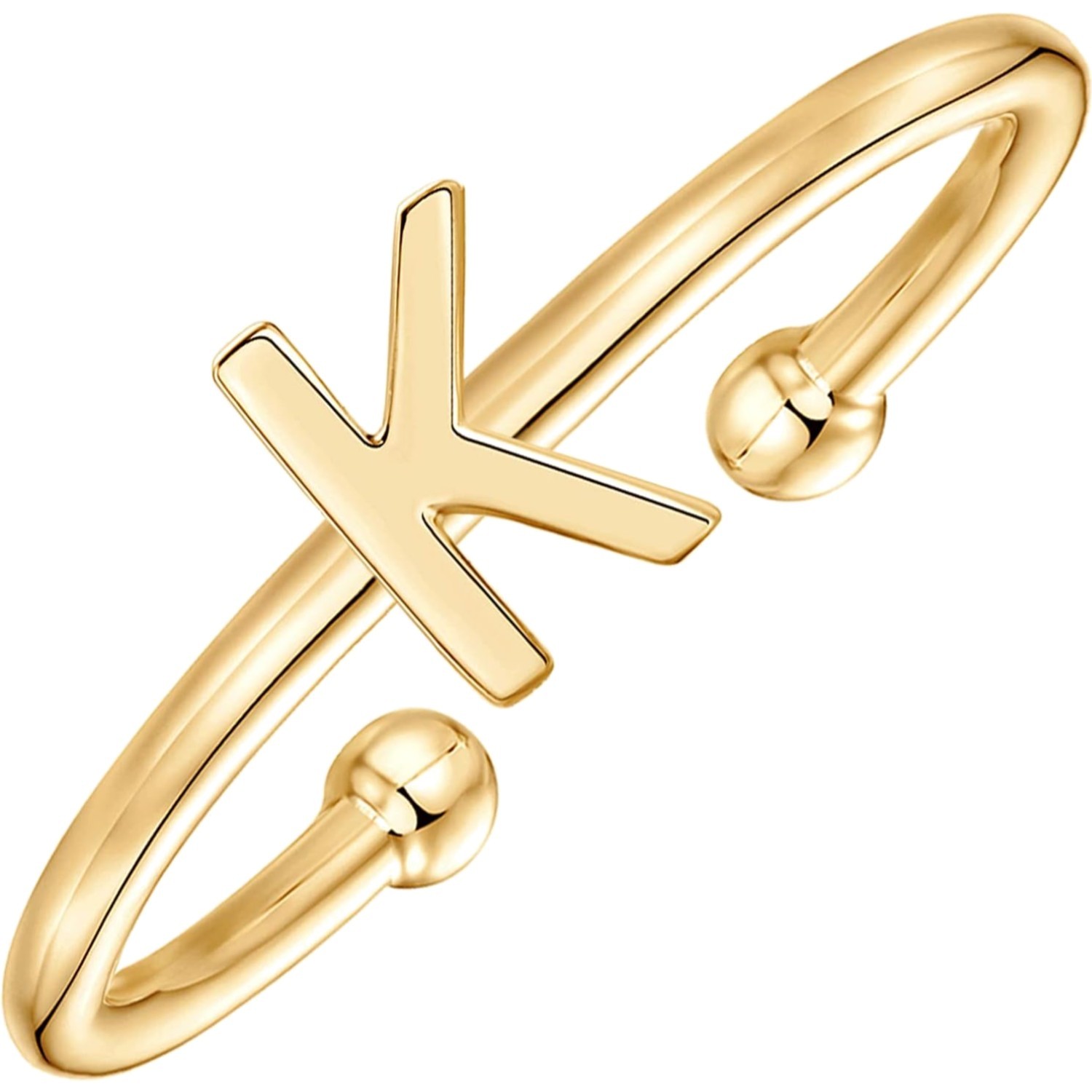 Stylish Hypoallergenic 14K Gold Initial Ring – Adjustable Band for All Occasions