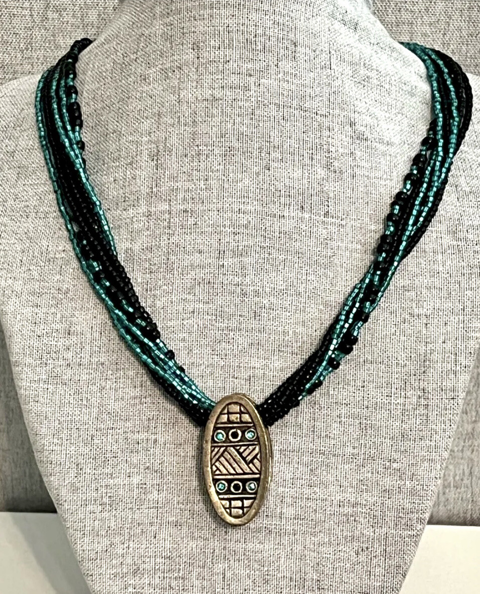 Chico’s 16 – 20 in. Multi-Strand Turquoise Color Beaded Pendant Necklace
