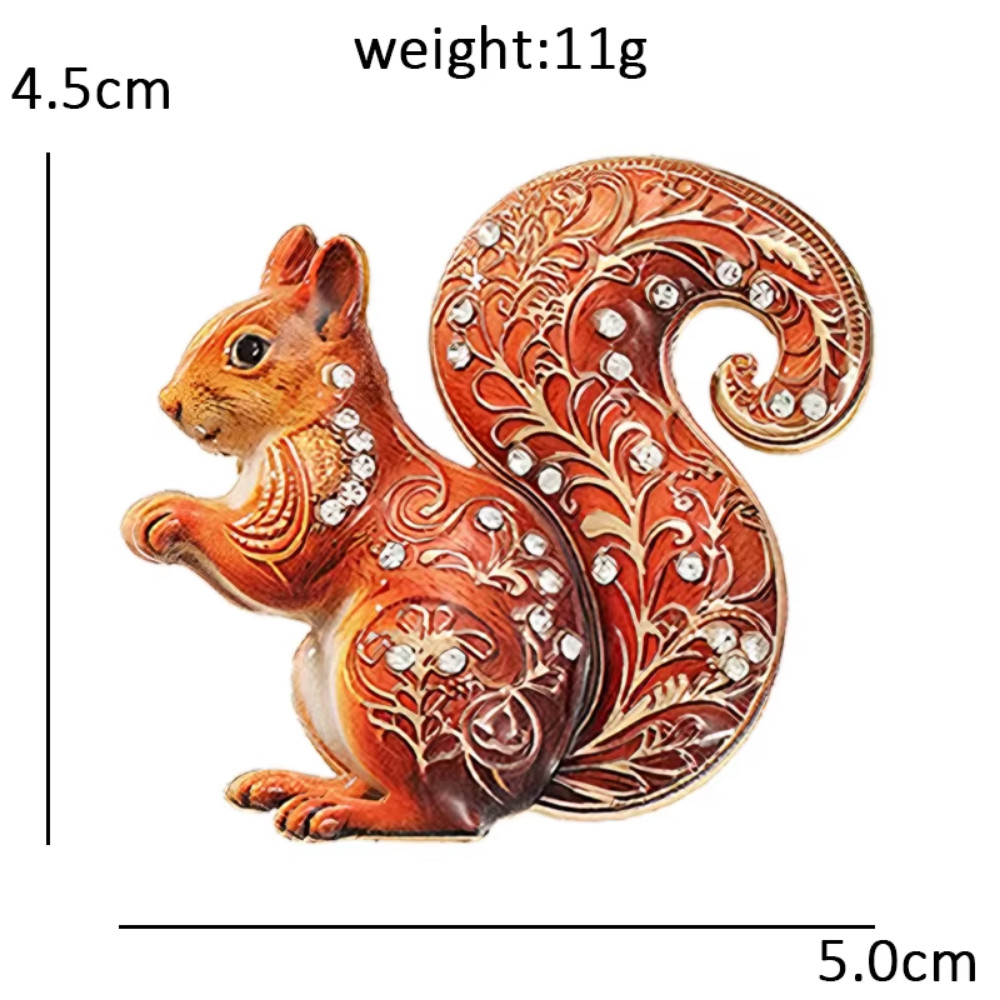 Vintage Gold Tone Squirrel Brooch Retro Animal Pin Fall Autumn Jewelry Gift