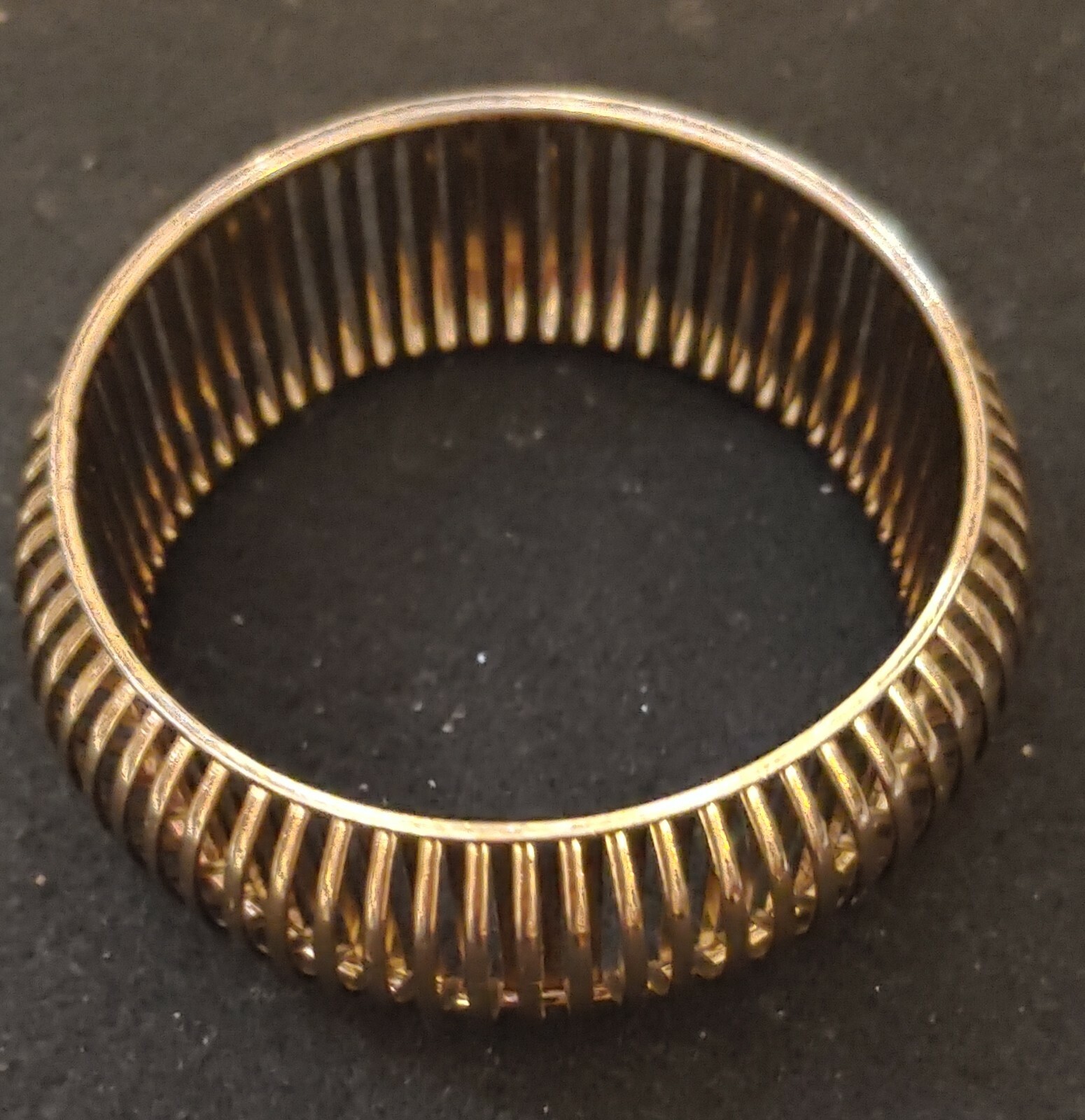 Bangle Bracelet ( Brass ) Ribbed as Shown – 1 1/8in Wide ( Inside Dia 2 1/2in )