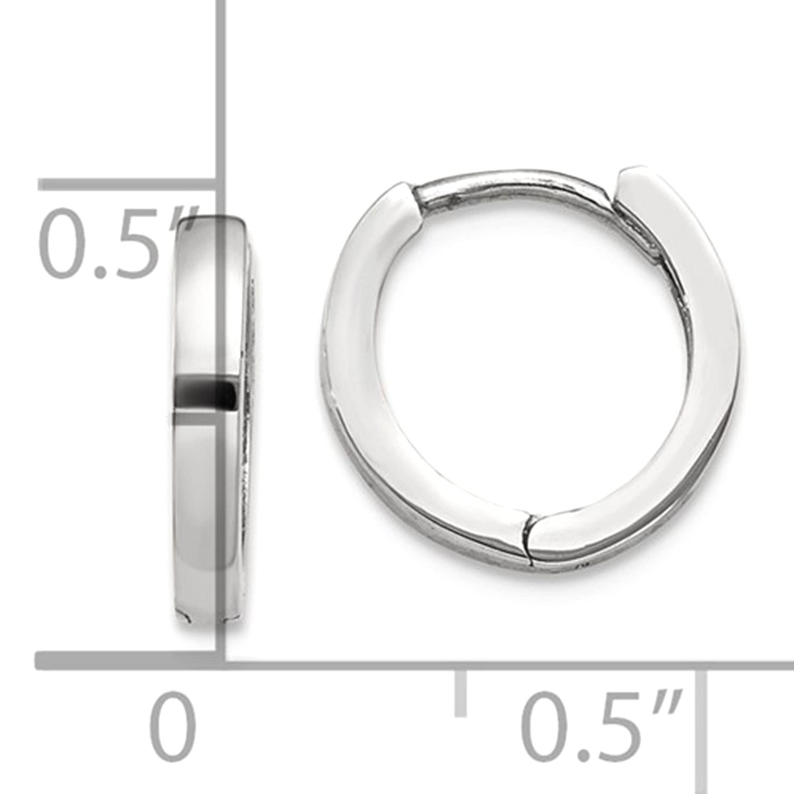 10k White Gold Hinged Hoop Earrings, 8mm