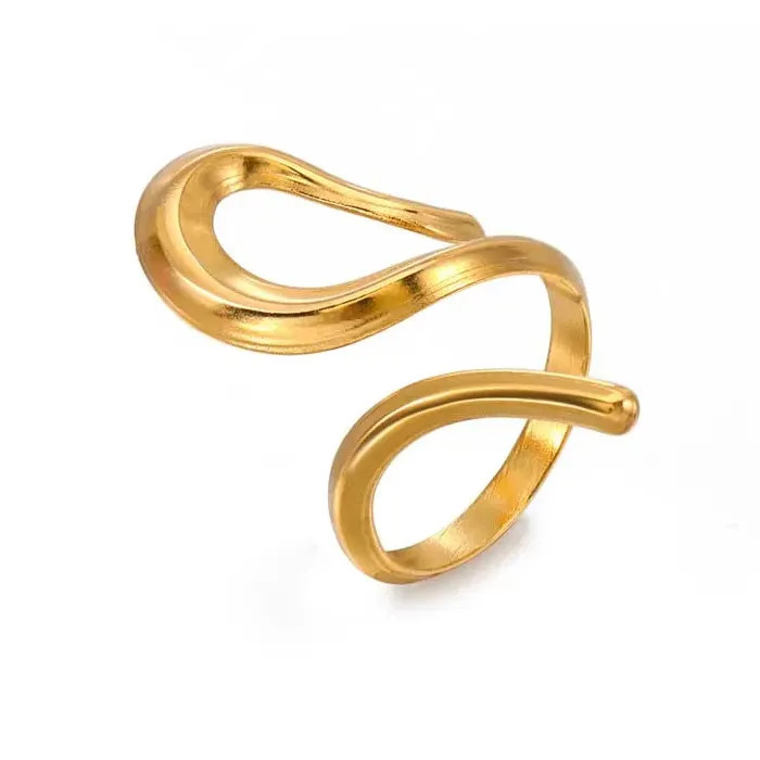 Adjustable Vintage Gold Geometric Hollow Stainless Steel Mood Tracker Ring for