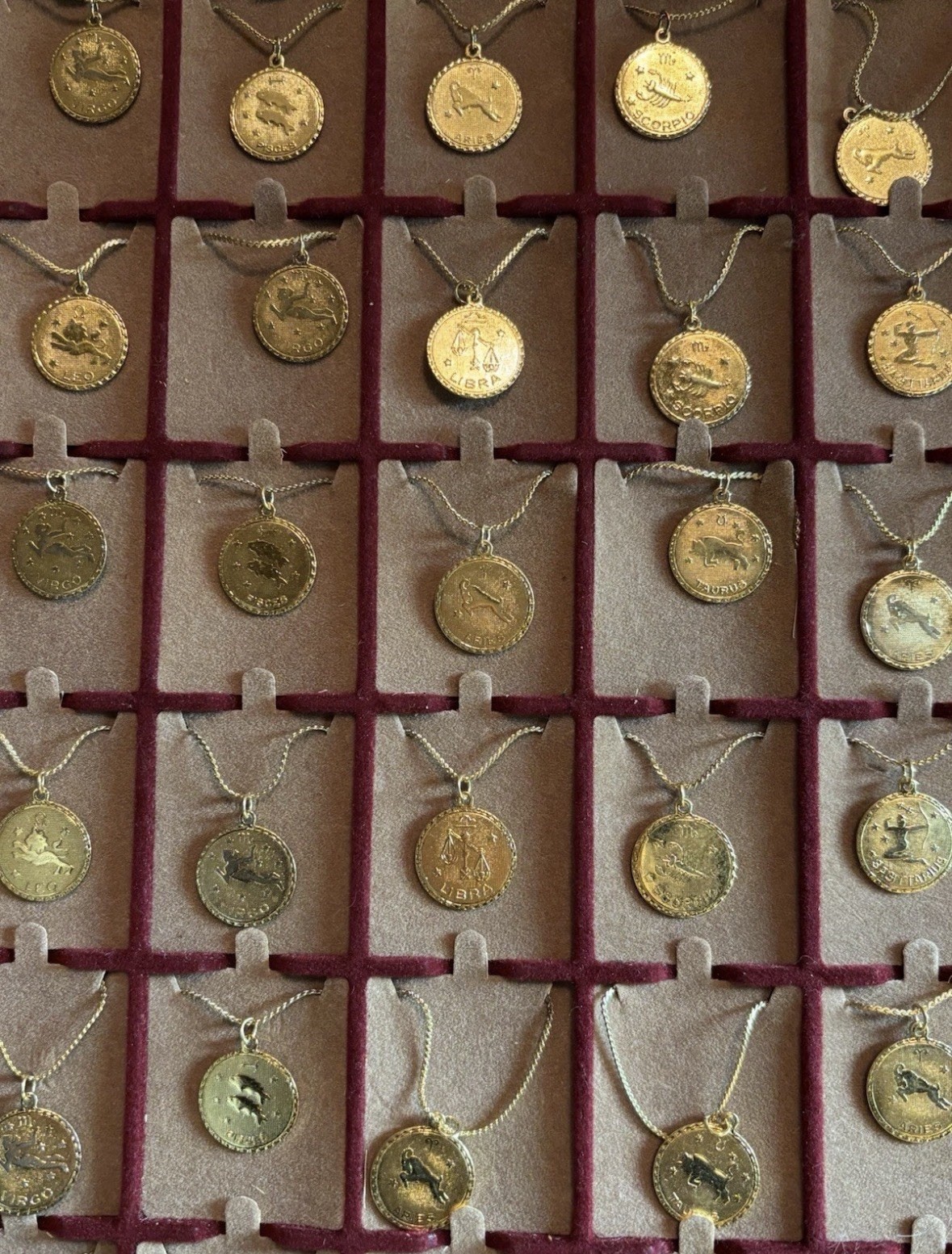 Gemini Zodiac GoldTone Vintage Coin Pendant Necklace Celestial Horoscope Jewelry