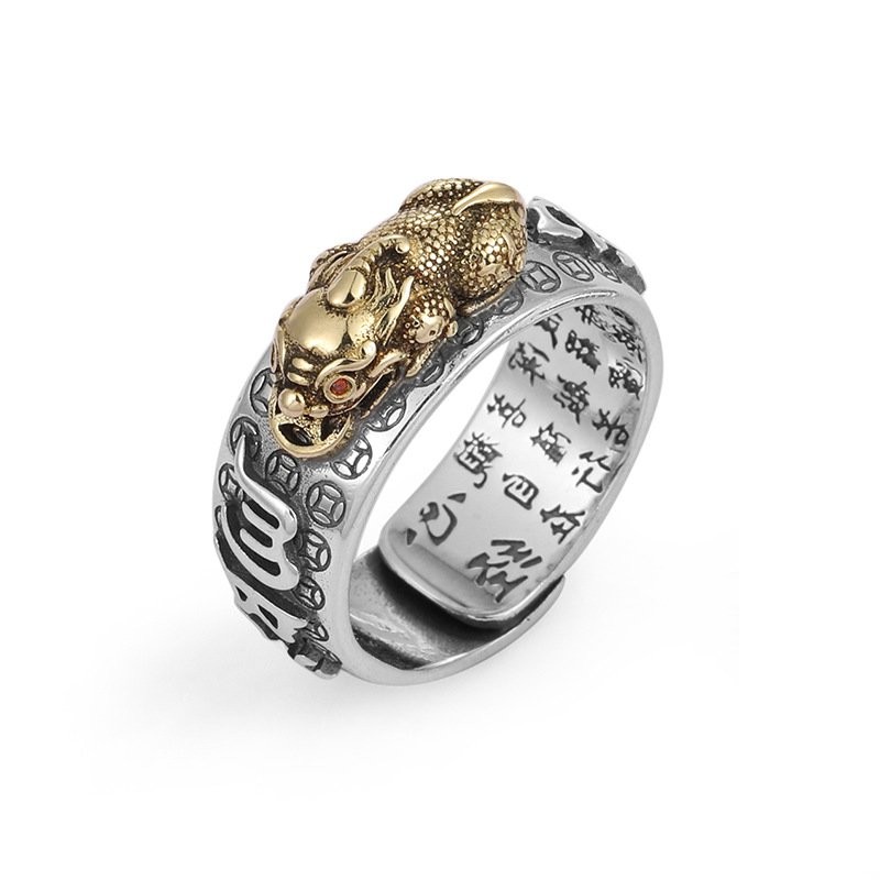 2x Feng Shui Pixiu Mantra Amulet Lucky Adjustable Ring Buddhist Good Luck Mantra