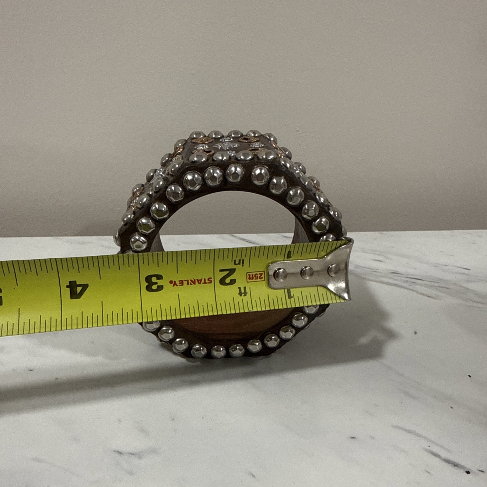 Antika Collection Brown Studded Bangle – Artisan Statement Bracelet