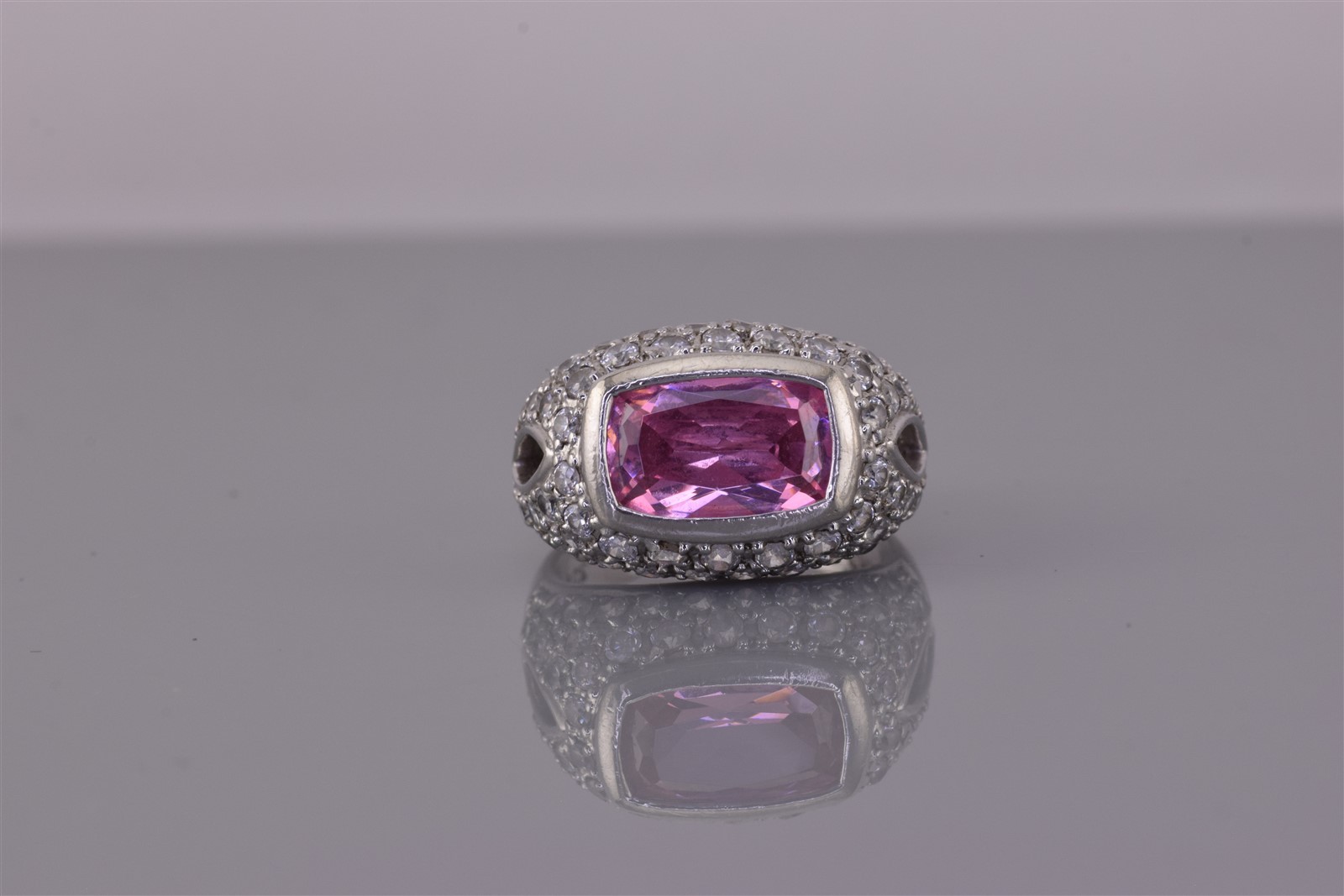Ross Simon Sterling Silver Pink & White Cubic Zirconia Band Ring 925 Sz: 6