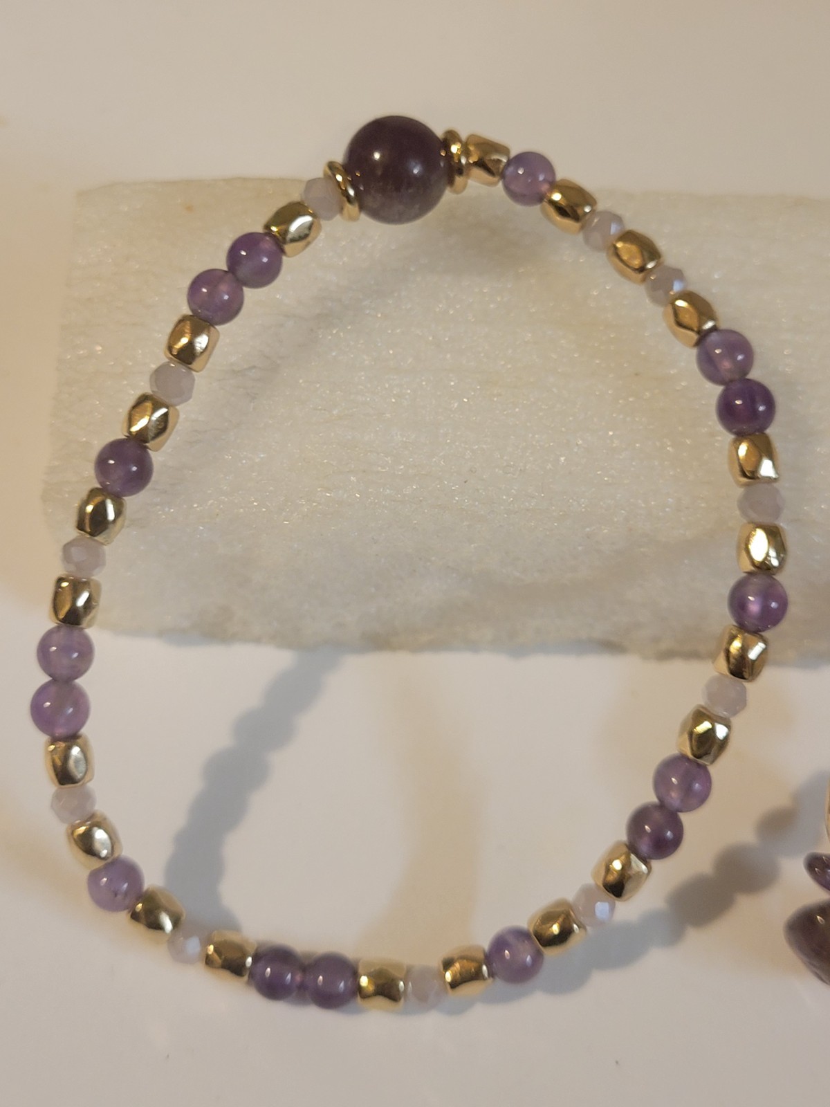 Tumbled Amethyst Stone Stretch Bracelet Set