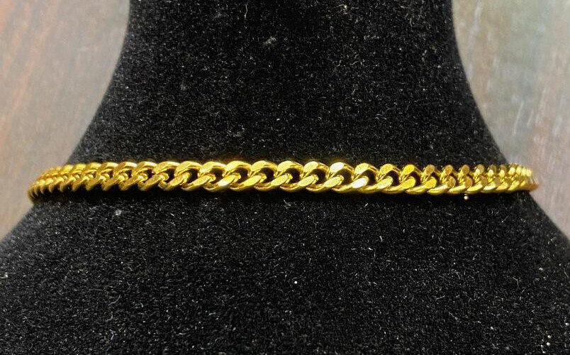 10″ CUBAN CURB LINK CHAIN QUALITY ANKLET BRACELET GOLD PLATED never tarnish