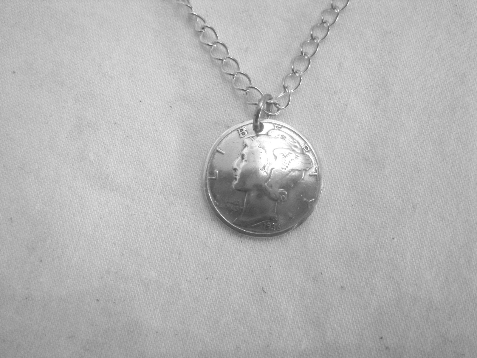 Antique silver Mercury dime necklace