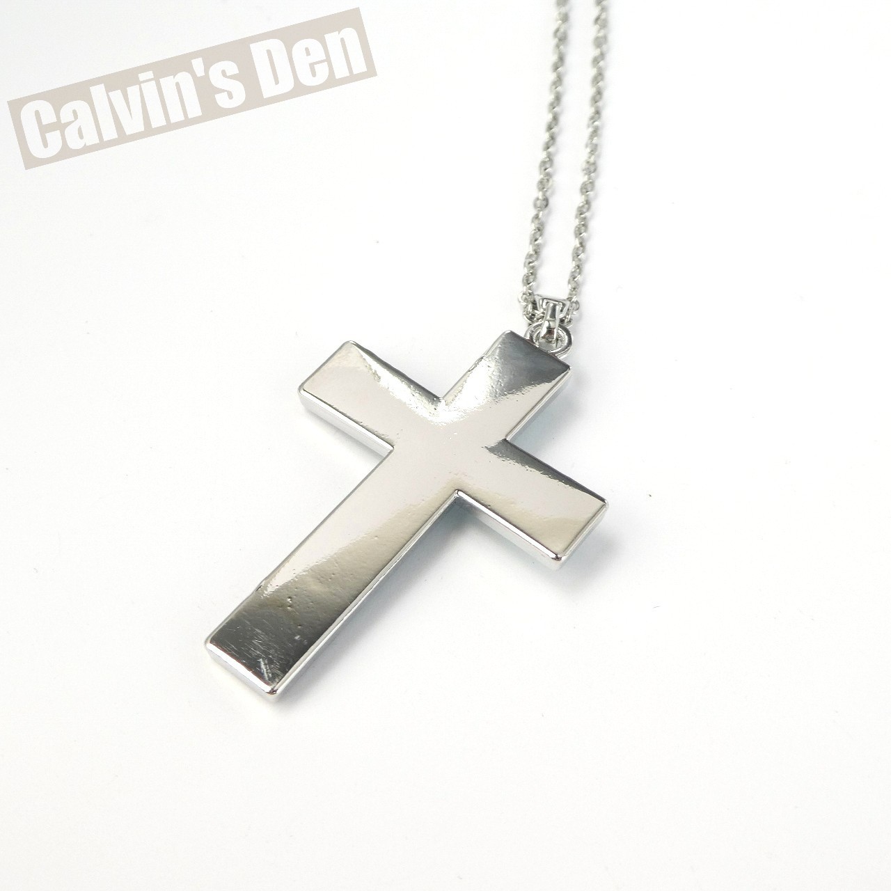 Blue Turquoise Stone Chip Inlay 3-Nail Cross Overlay Pendant Necklace Boho