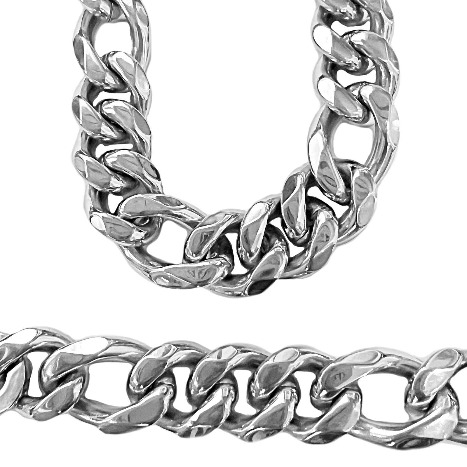 Mens Figaro Link Chain 316L Stainless Steel Heavy Necklace 22MM Thick 18″-30″ in
