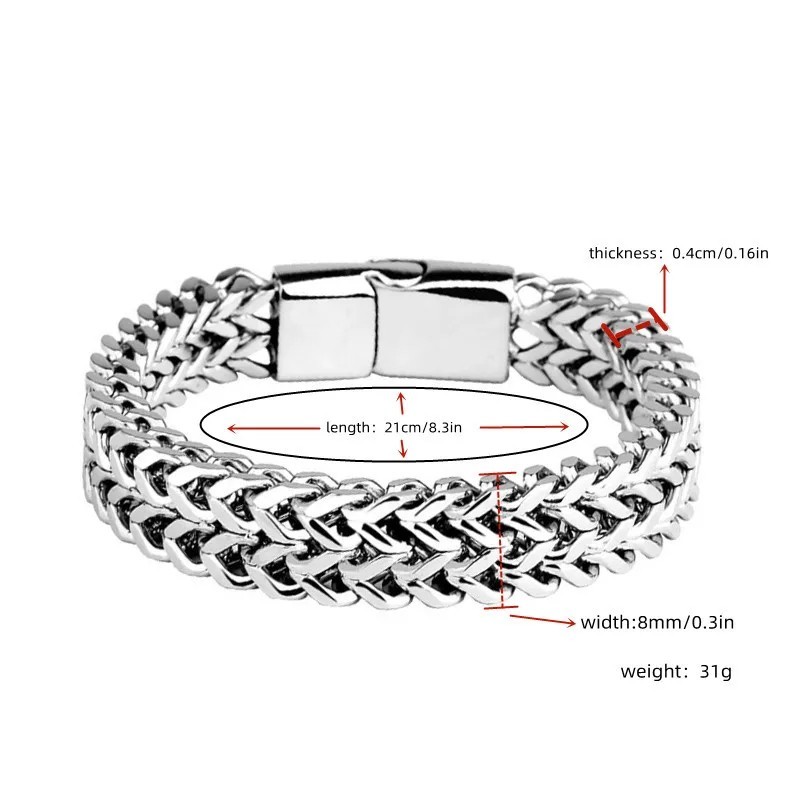 1pc -Stainless Steel Braided Men’s Bracelet Cuban Link Chain for Men and Women