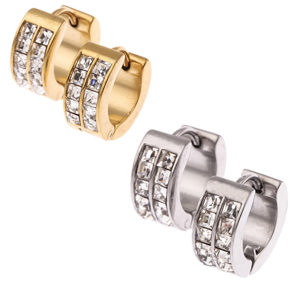 Stainless Steel Womens Mens Hoop Earrings Huggie Earrings CZ Piercings Hypoaller