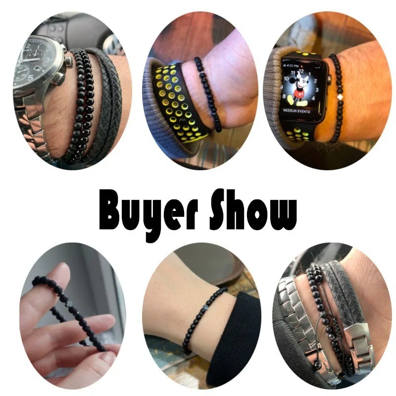 New Men Bracelet Stone Natural Hematite Cross Rice Bead Brazalet Boyfriend Gift