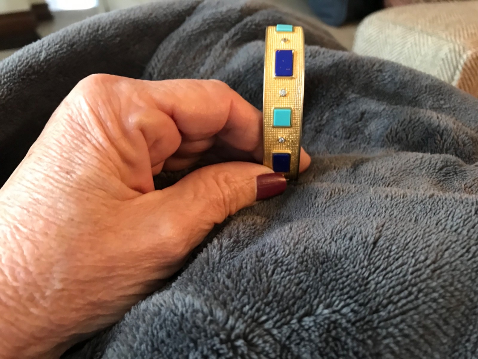Freida Rothman Brick set 925SS with square turquois, lapis and bezel clear cz